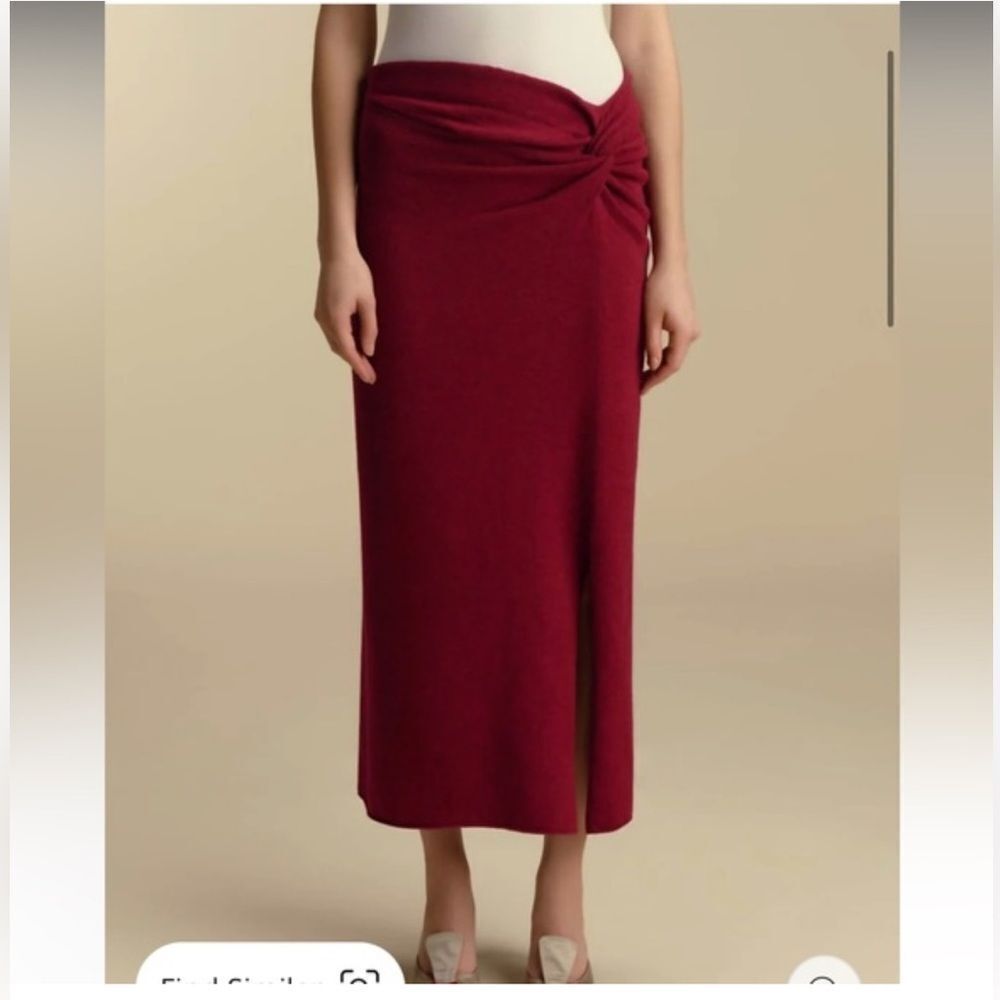 $650 MARINA MOSCONE Wool & Cashmere Twisted Slit Skirt NWT